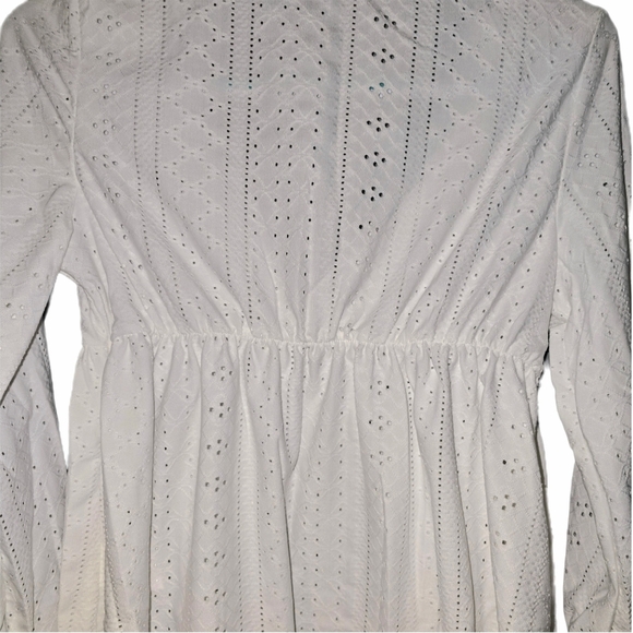 Peasant Maternity Blouse (Eyelet Fabric, Empire Waist, Gathered Sleeves) - Small - Picture 4 of 12